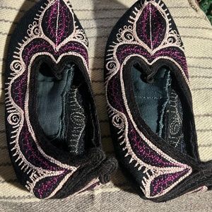 Traditional, Bulgarian Folk, Vintage, Handmade, Embroidered House Slippers